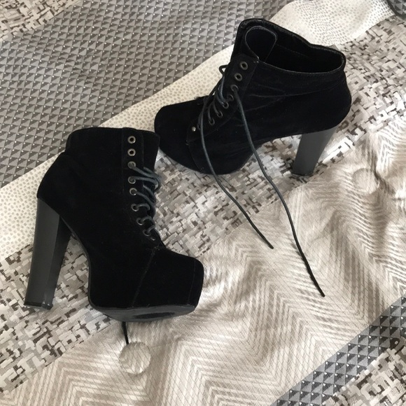 black velvet platform boots